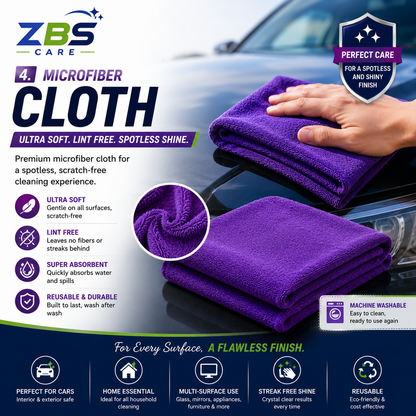 4-in-1 Car Cleaning Bundle | Car Duster, Window Cleaner, 60ml Car Shampoo & Microfiber Cloth