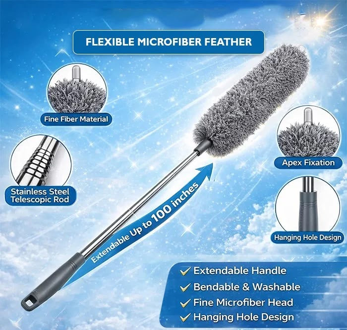 Microfiber Feather Duster with Extension Pole